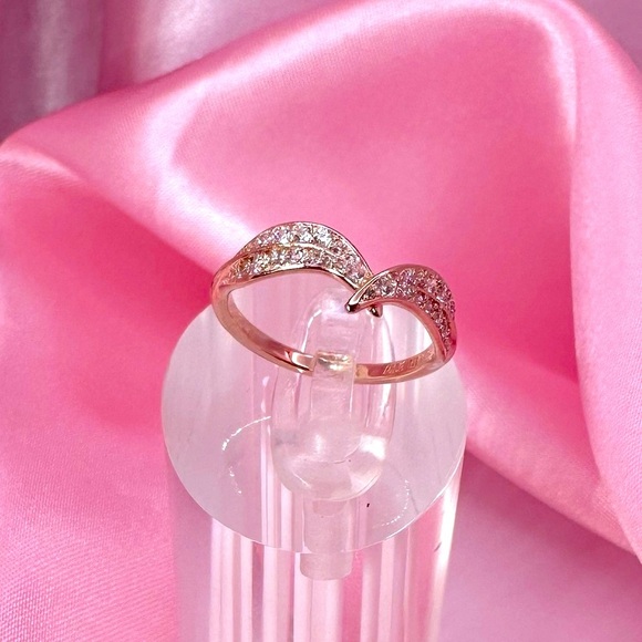 14k Rose Gold Plated Sparkling CZ Leaves Ring Size 4.5 (48) MET ALE NWT - Picture 1 of 12